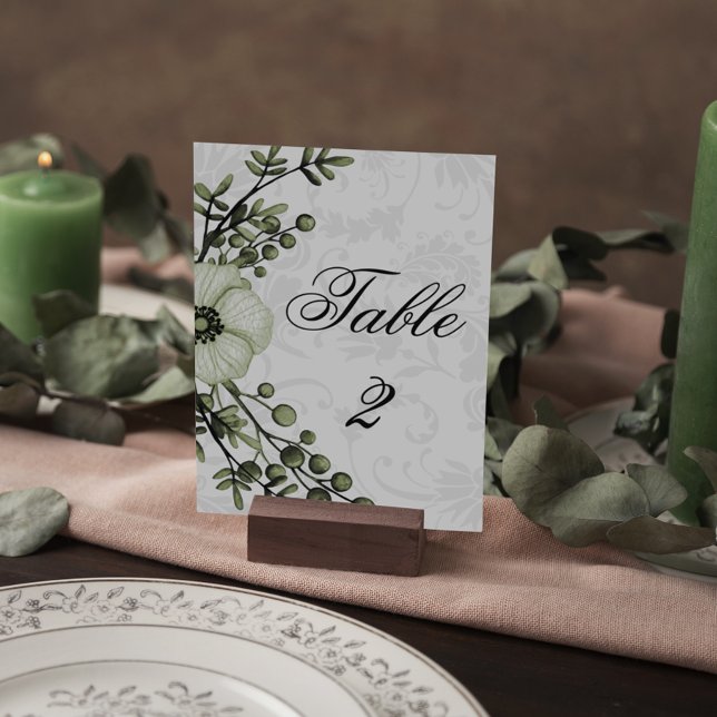 Tarjeta De Mesa Elegante Boho Green y Damask Wedding (Subido por el creador)