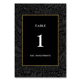 Tarjeta De Mesa Elegante Botánico de Oro Negro