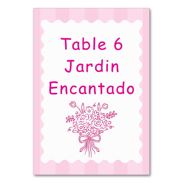 Tarjeta De Mesa Elegante Bouquet floral de Quinceañera | Blanco y  (Anverso)