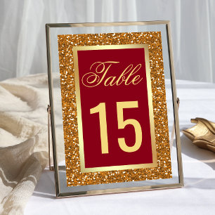 Tarjeta De Mesa Elegante brillo de lámina de oro falso granate roj