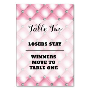 Tarjeta De Mesa Elegante Bunco Rosa Número Dos Tabla