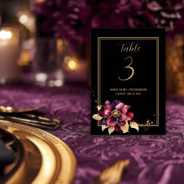 Tarjeta De Mesa Elegante burdeos de oro negro de doble cara