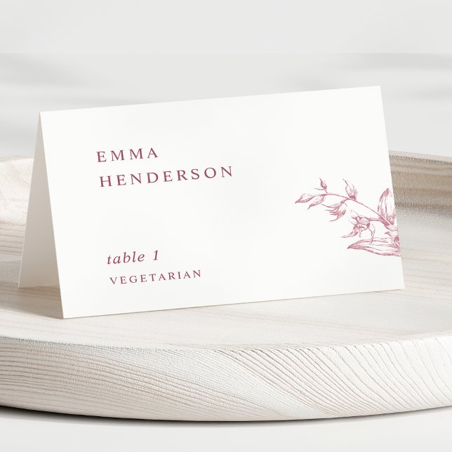 Tarjeta De Mesa Elegante Burgundy, Rubor Pink Boda Place Cards (Subido por el creador)
