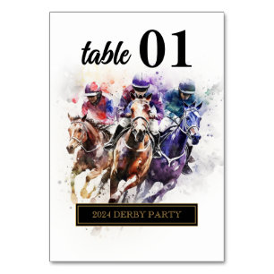 Tarjeta De Mesa Elegante caballo de raza Derby Fiesta Ecuestre