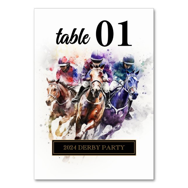 Tarjeta De Mesa Elegante caballo de raza Derby Fiesta Ecuestre (Reverso)
