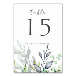 Tarjeta De Mesa Elegante caligrafía Boda botánico