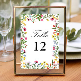 Tarjeta De Mesa Elegante caligrafía Boda de flores silvestres colo