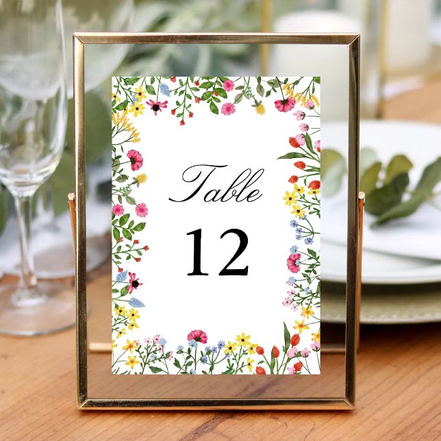 Tarjeta De Mesa Elegante caligrafía Boda de flores silvestres colo (Subido por el creador)