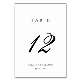 Tarjeta De Mesa Elegante caligrafía Boda de lujo blanco y negro