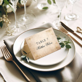 Tarjeta De Mesa Elegante caligrafía Boda de pergamino de nombre de