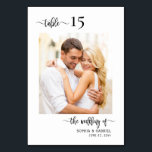 Tarjeta De Mesa Elegante caligrafía Boda fotográfico doble cara<br><div class="desc">Moderno y elegante caligrafía Script Boda números de tabla doble cara con foto personalizado personalizada. Ayude a sus huéspedes a encontrar fácilmente su camino con estas sencillas y elegantes tarjetas de doble cara. ¡Añadir fácilmente los números, fotos, nombres y fecha! Incluye una caligrafía con letras a mano de bonito "el...</div>