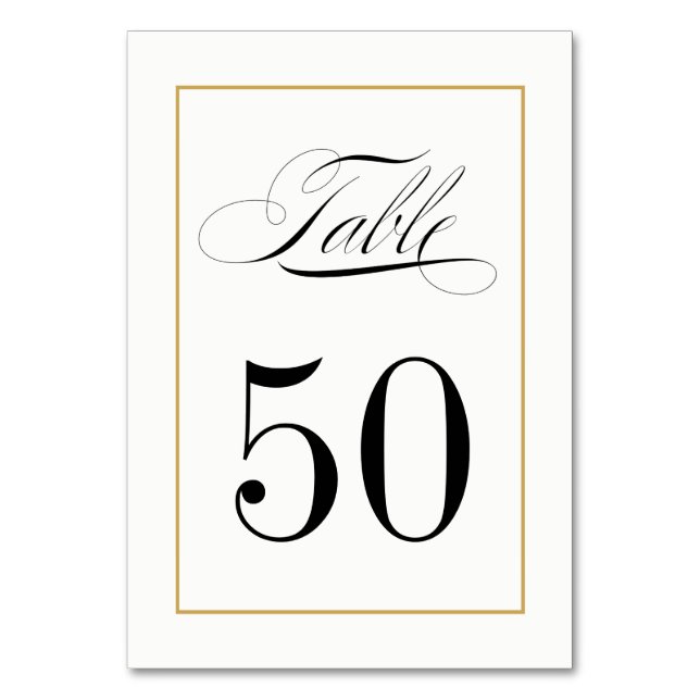 Tarjeta De Mesa Elegante caligrafía con borde dorado (Anverso)