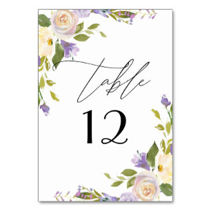 Tarjeta De Mesa Elegante caligrafía de acuarela de color púrpura