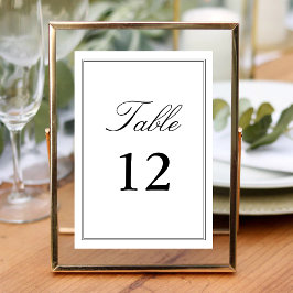 Tarjeta De Mesa Elegante Caligrafía de Boda con Letra Clásica Blan