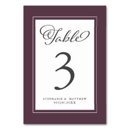 Tarjeta De Mesa Elegante Caligrafía de Boda Recepción Morada Chic