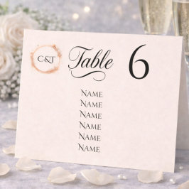 Tarjeta De Mesa Elegante caligrafía de guión de boda con destello 