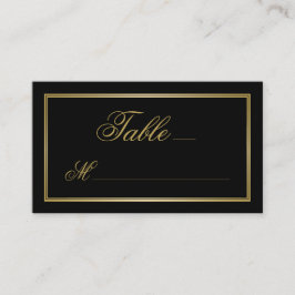 Tarjeta De Mesa Elegante caligrafía de guión dorado sobre Boda neg