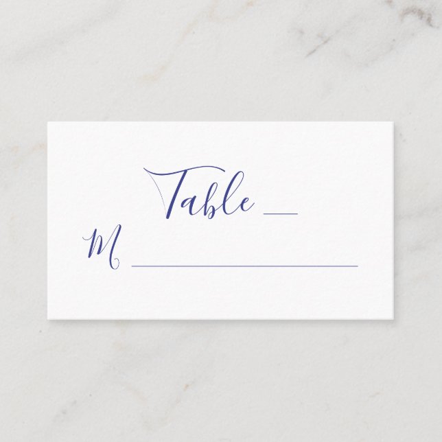 Tarjeta De Mesa Elegante caligrafía de guion morado en Boda blanco (Anverso)