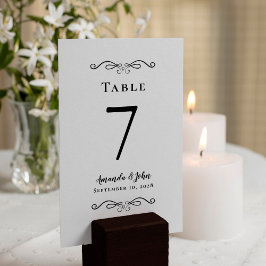 Tarjeta De Mesa Elegante caligrafía de recepción de boda blanco ne