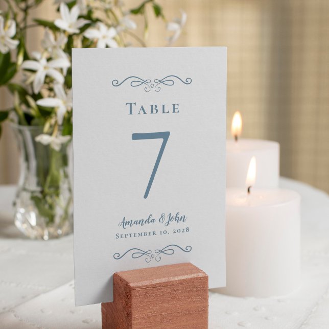 Tarjeta De Mesa Elegante caligrafía de recepción de bodas azul tur (Subido por el creador)