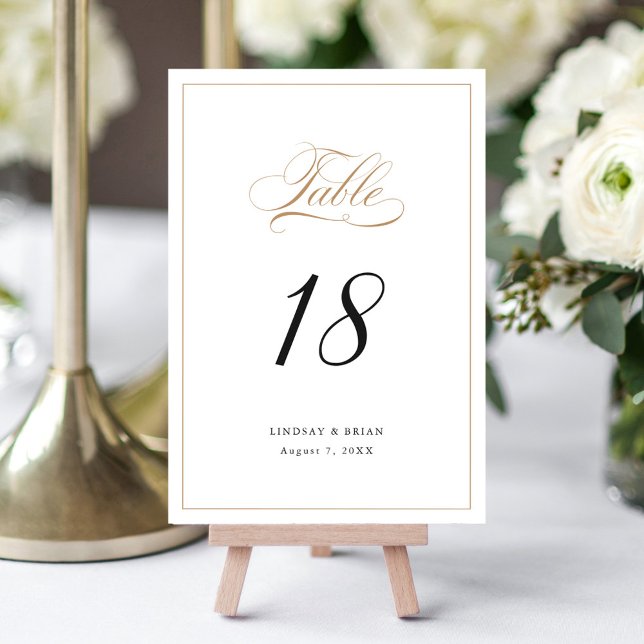 Tarjeta De Mesa Elegante caligrafía guión dorado Boda moderno (Subido por el creador)