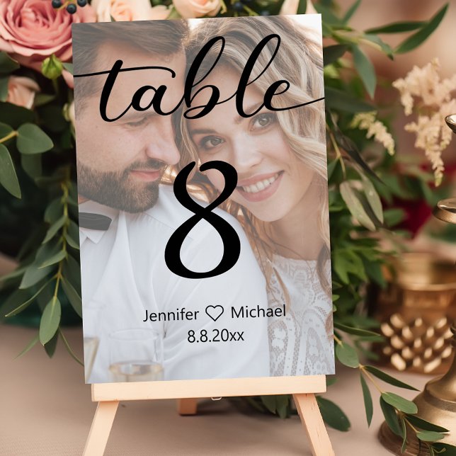 Tarjeta De Mesa elegante caligrafía moderna boda ficha de foto des (Subido por el creador)