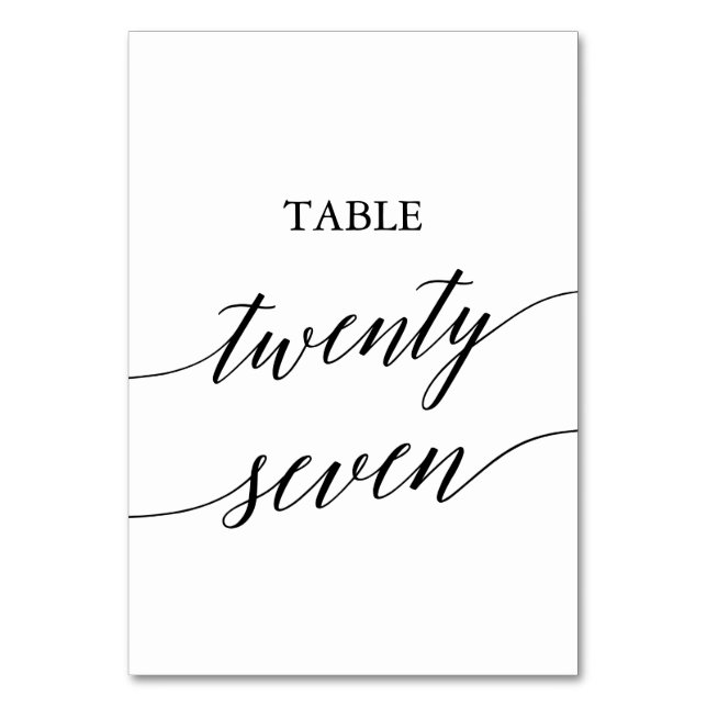 Tarjeta De Mesa Elegante caligrafía negra número veintisiete (Anverso)