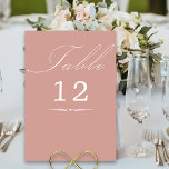 Tarjeta De Mesa Elegante caligrafía Rosa Boda de oro<br><div class="desc">Rosa Tarjeta de número de tabla boda Gold con caligrafía elegante y número editable. Diseño minimalista sencillo y moderno que se adapta a los colores bodas. La tabla está escrita a mano y la plantilla está lista para editar el número de tabla. En mi colección de Bodas Colors se pueden...</div>
