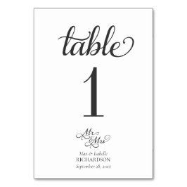 Tarjeta De Mesa Elegante caligrafía Sr. y Sra. Boda