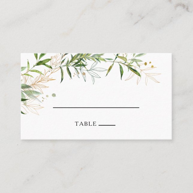 Tarjeta De Mesa Elegante carta de la plaza Boda plana de la vegeta (Anverso)
