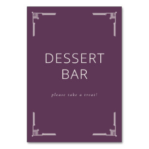 Tarjeta De Mesa Elegante cartel de barra de postres púrpura Art Dé