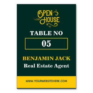Tarjeta De Mesa Elegante Casa en Venta Verde Esmeralda y Dorado