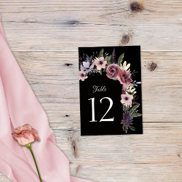 Tarjeta De Mesa Elegante cascada floral oscura de color burdeos ne