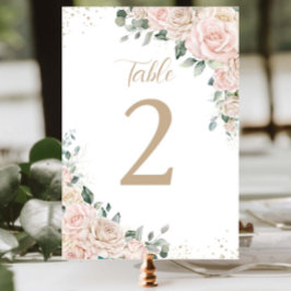 Tarjeta De Mesa Elegante Champagne Rubor Boda Floral