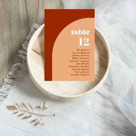 Tarjeta De Mesa Elegante Chic Melocotón Terracota Arco Boho Boda