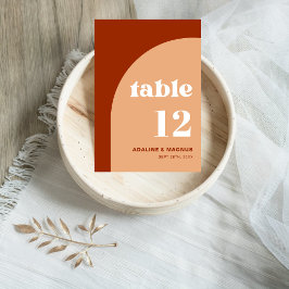 Tarjeta De Mesa Elegante Chic Terracota Arco Boho Boda Melocotón