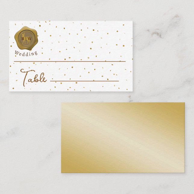 Tarjeta De Mesa Elegante ciervo Purpurina de oro sobre sellado de  (Anverso / Reverso)