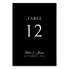 Tarjeta De Mesa Elegante clásico Boda de nombres negros formales