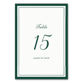 Tarjeta De Mesa Elegante Clásico Cazador Verde Oscuro Marco Boda
