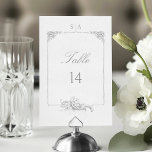 Tarjeta De Mesa Elegante clásico floral rococó francés<br><div class="desc">Este clásico conjunto de diseños decorativos históricos se inspira en los grabados del siglo XVIII del pintor de corte francés Alexis Peyrotte,  que presenta un gris claro sobre hojas de acanto blancas,  rollitos ornamentales,  flores y hojas. Esta colección es el complemento perfecto para un boda elegante,  formal y romántico.</div>