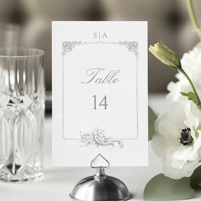 Tarjeta De Mesa Elegante clásico floral rococó francés (Subido por el creador)