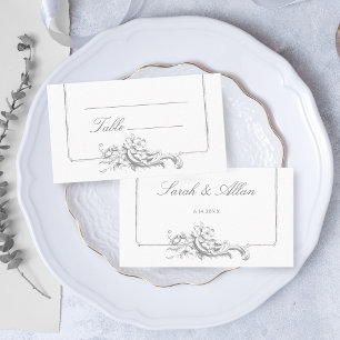 Tarjeta De Mesa Elegante clásico floral rococó francés