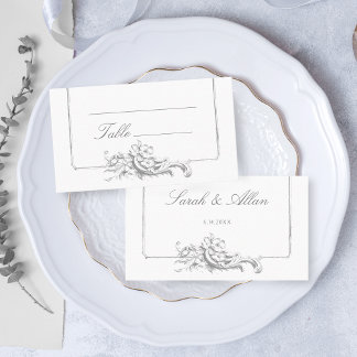 Tarjeta De Mesa Elegante clásico floral rococó francés
