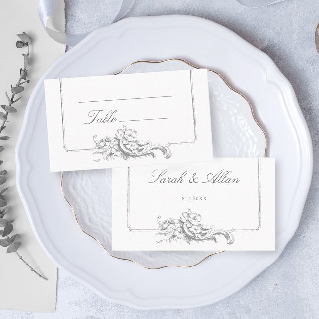 Tarjeta De Mesa Elegante clásico floral rococó francés (Subido por el creador)