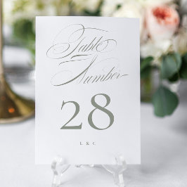 Tarjeta De Mesa Elegante clásico gris sobre Boda de caligrafía bla