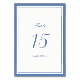 Tarjeta De Mesa Elegante Clásico Marco Azul Polvoriento Boda