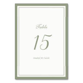 Tarjeta De Mesa Elegante Clásico Verde Salvia Marco Boda