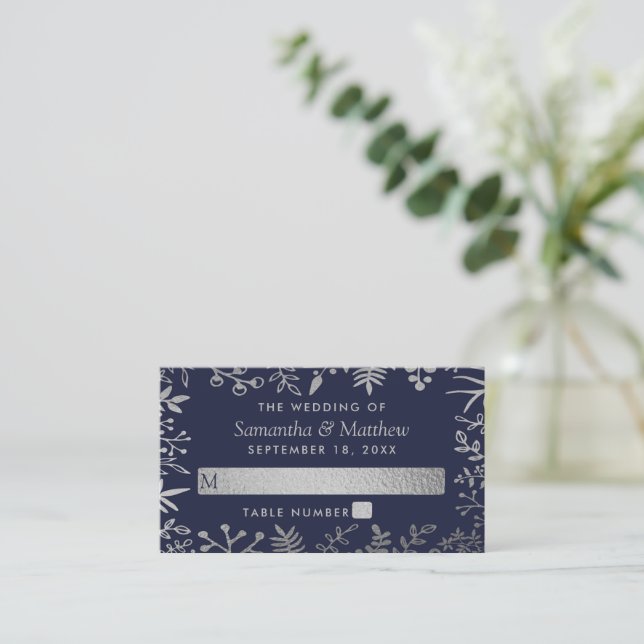 Tarjeta De Mesa Elegante colección de Bodas florales de la Marina  (Anverso de pie)