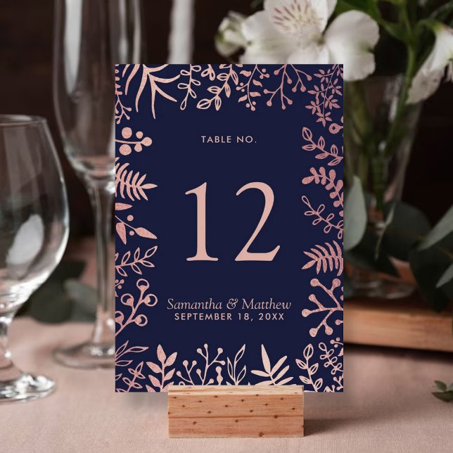 Tarjeta De Mesa Elegante colección de Bodas florales de Rosa y mar (Subido por el creador)