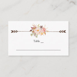 Tarjeta De Mesa Elegante color de agua de Boho Flores florales boh